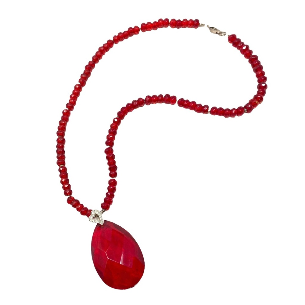 Vintage AB Ruby Red Bead Necklace